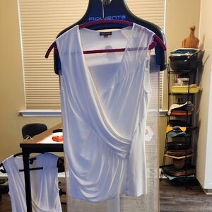 Vince Camuto Off White Shirt Cross Over Drape - Size S